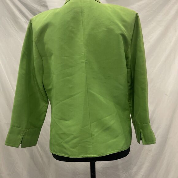 Silk Women’s size 10 Green Open Front Jacket Lined Evening - Picture 4 of 7